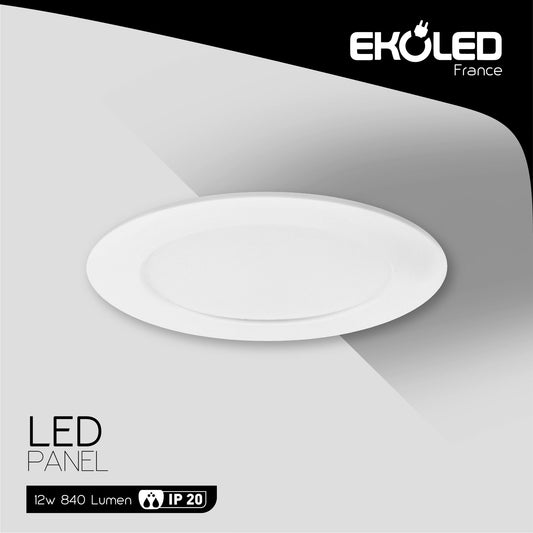 LED PANEL EKOLED BACKLIGHT 12W  ROND ISOLATED DRIVER 50000H 6500K