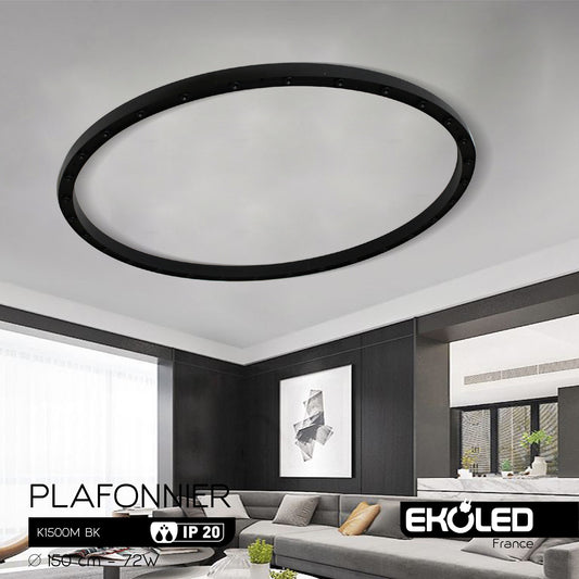 PLAFONNIER LUX EKOLED ROND NOIR 72W 5500LM 780MM