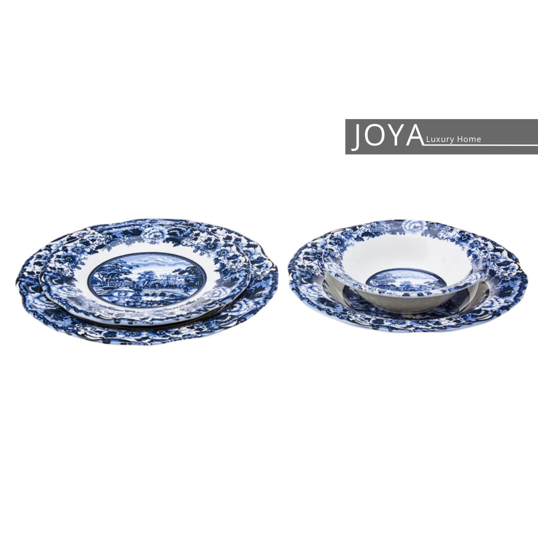 NEW BLUE ODYSSEY Grès ( porcelaine fine) service de table 24 pièces pour 6 personnes. 153.03.05.0037