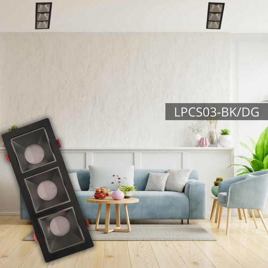 Support de spot rectangulaire triple Ø245*90*37 BK+Sandy Dark Grey LUMIN LPCS03
