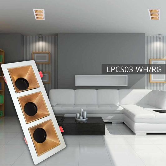 Support de spot rectangulaire triple  Ø245*90*37 WH+Sandy Rose Gold LUMIN LPCS03