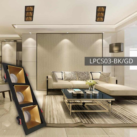 Support de spot rectangulaire triple Ø245*90*37 BK+Sandy Gold LUMIN LPCS03