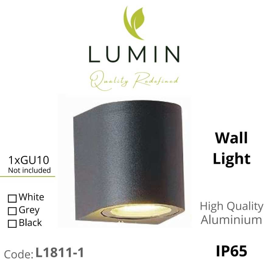Applique 1xGU10 Exterieur Down Noir LUMIN IP65 L1811-1