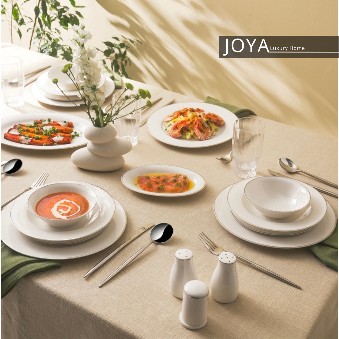 LEXI PLATIN porcelaine Fine service de table 56 pièces pour 12 personnes. 153.03.08.0516