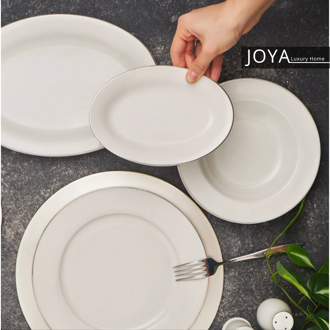 LEXI PLATIN porcelaine Fine service de table 56 pièces pour 12 personnes. 153.03.08.0516