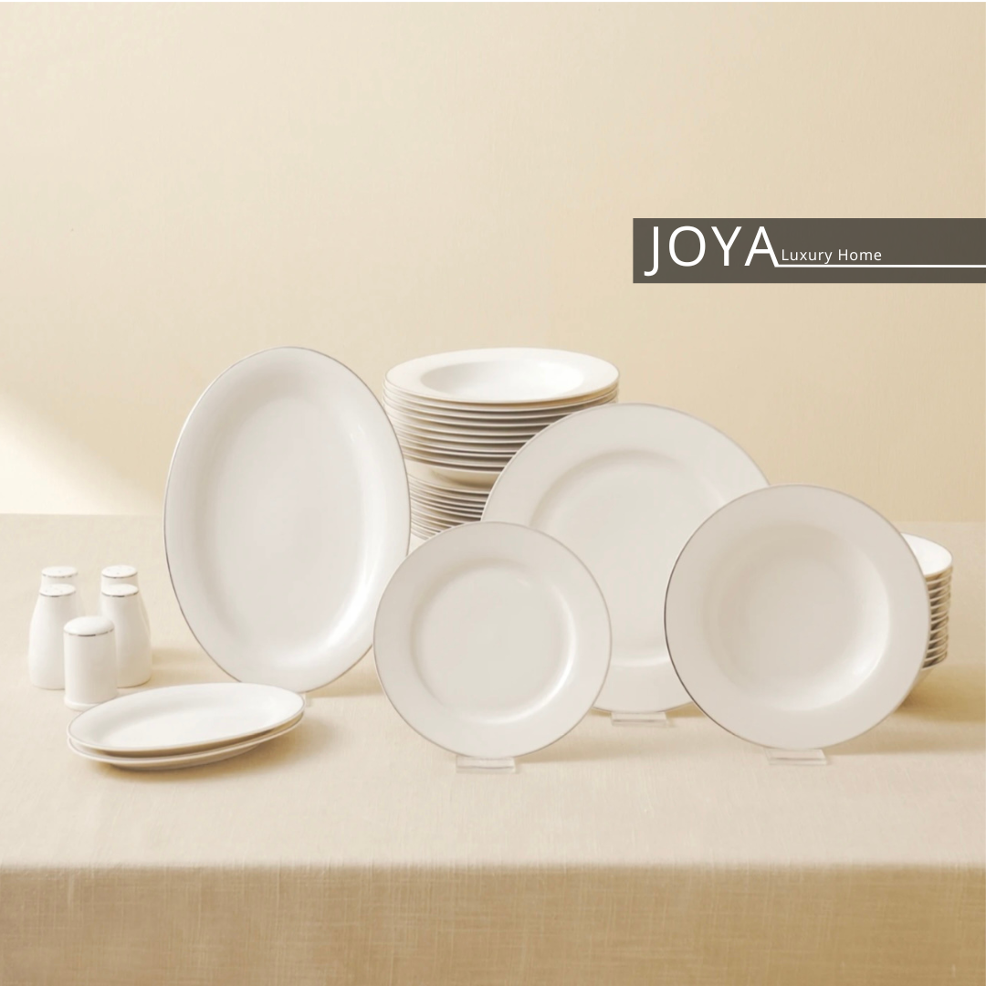 LEXI PLATIN porcelaine Fine service de table 56 pièces pour 12 personnes. 153.03.08.0516