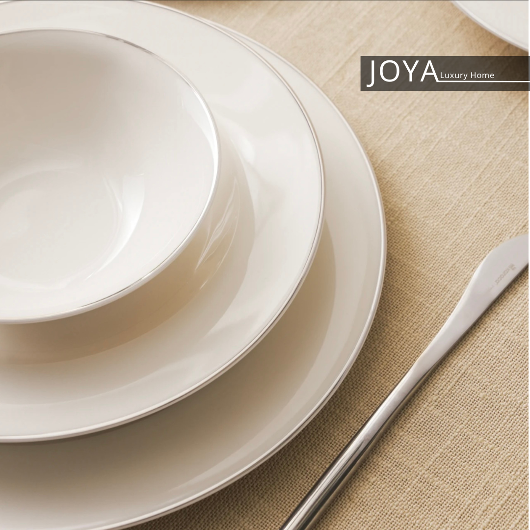 LEXI PLATIN porcelaine Fine service de table 56 pièces pour 12 personnes. 153.03.08.0516
