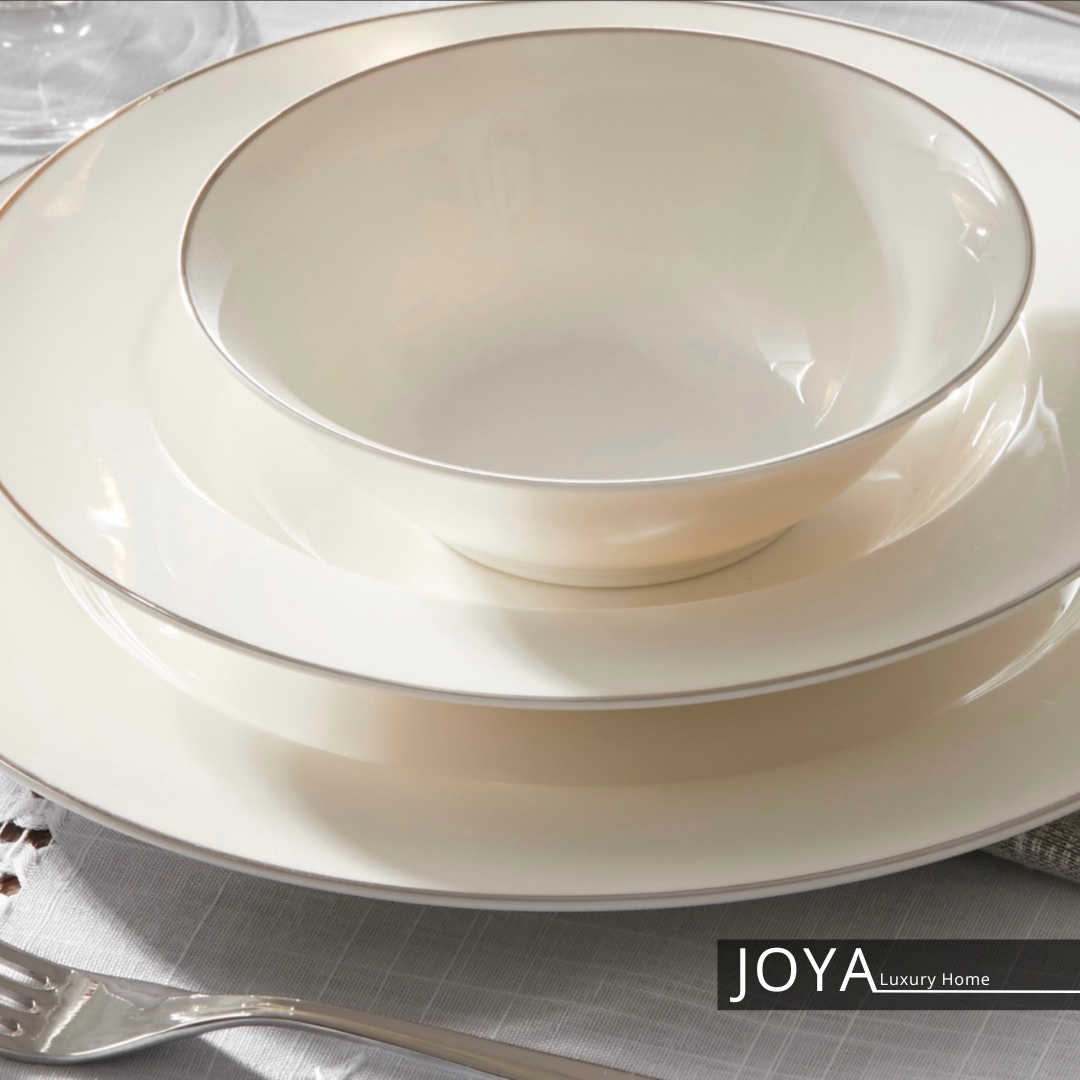 LEXI PLATIN porcelaine Fine service de table 56 pièces pour 12 personnes. 153.03.08.0516