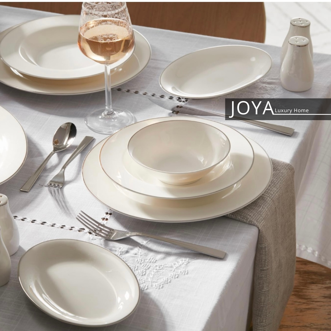 LEXI PLATIN porcelaine Fine service de table 56 pièces pour 12 personnes. 153.03.08.0516
