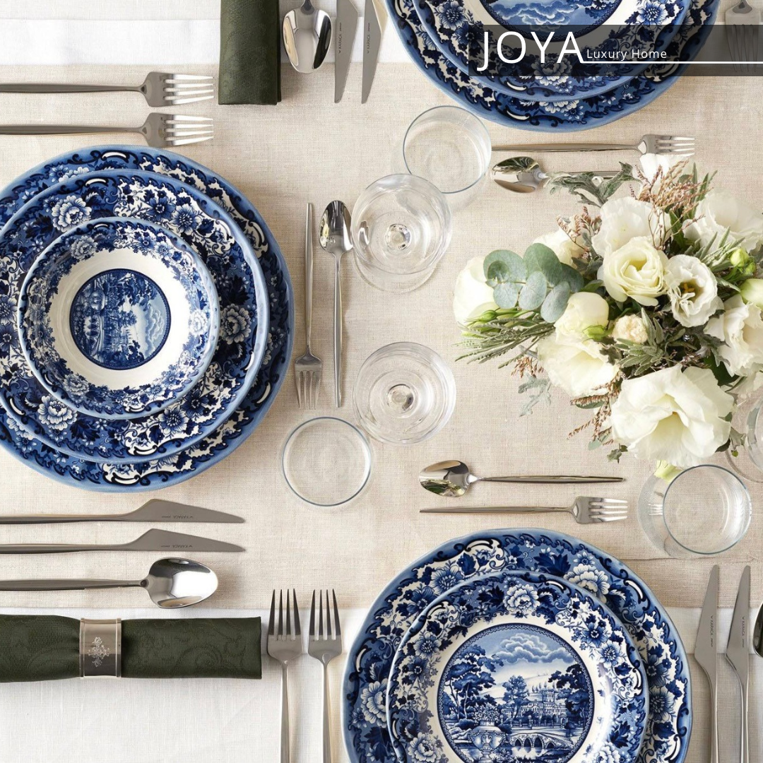 NEW BLUE ODYSSEY Grès ( porcelaine fine) service de table 24 pièces pour 6 personnes. 153.03.05.0037
